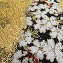 Load image into Gallery viewer, Autumn leaves crest Gold x Black gold thread six -handed pattern formal tailoring kimono length 440cm length 440cm length 440cm.