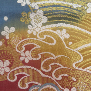 Plum crest Gold x multi -colored pastel six gold thread for pure silk waves for kingle kimonos 432cm