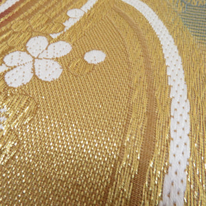 Plum crest Gold x multi -colored pastel six gold thread for pure silk waves for kingle kimonos 432cm