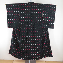 Load image into Gallery viewer, Antique Meisen Lined Bee Collar Black X Pink x White polka dot pattern Pure silk Retro Old Kimono 145cm