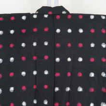 Load image into Gallery viewer, Antique Meisen Lined Bee Collar Black X Pink x White polka dot pattern Pure silk Retro Old Kimono 145cm