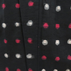 Antique Meisen Lined Bee Collar Black X Pink x White polka dot pattern Pure silk Retro Old Kimono 145cm