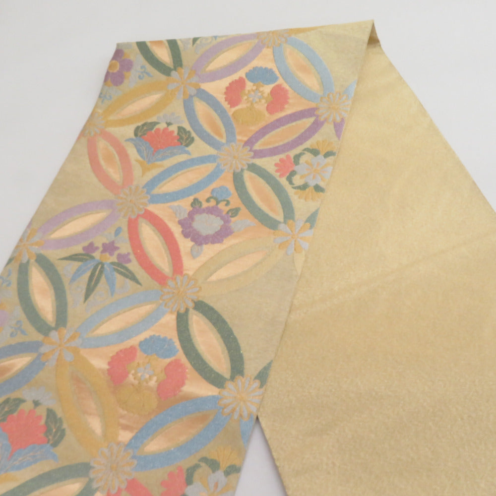 金彩友禅　袋帯　パステルカラー　モダン柄　美品　正絹 金彩友禅 袋帯 パステルカラー モダン柄 美品 正絹 - メルカリ