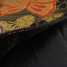 Load image into Gallery viewer, Bag Slow Sleeve Pure Silk Cherry blossoms Butterfly Crest Gold x Black x multi -colored gold thread 6 -pass formal tailoring kimono band length 440cm