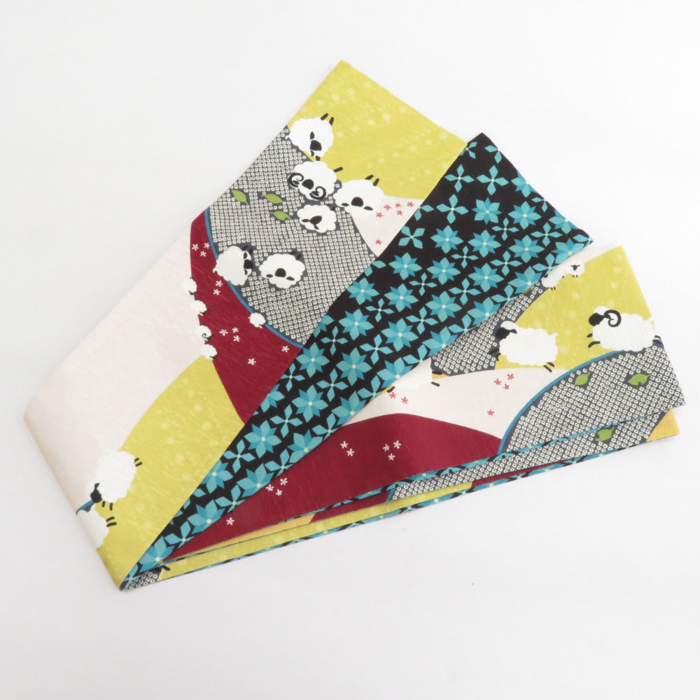 半幅帯 リバーシブル WA KKA わっか 正絹 眠れぬ羊 リバーシブル  