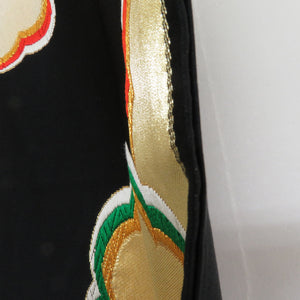 Bag track pure silk cloud crest black x gold x multicolor six -handed pattern retro formal tailoring kimono belt