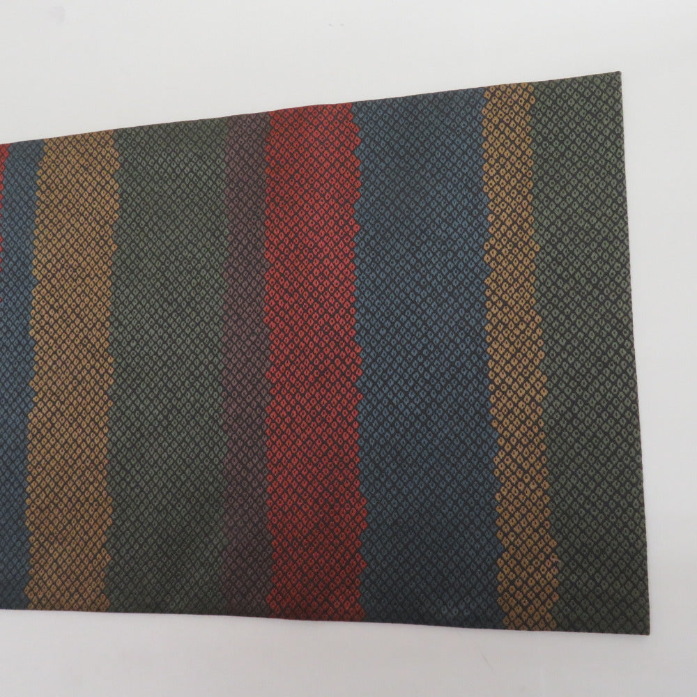 袋帯 洒落袋帯 両面全通柄 リバーシブル 鹿の子に縞模様 枝模様