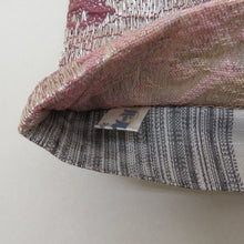 Load image into Gallery viewer, Back Obarizu Silk Silk Silk Striped Striped pattern Lasberry Pink x Thin Pink x Dark Gray x Gold Lame Thread All Passed Kimono Warrang 450cm