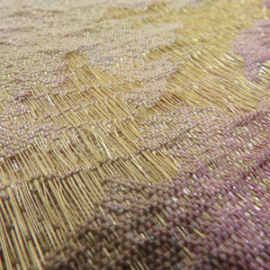 Back Obarizu Silk Silk Silk Striped Striped pattern Lasberry Pink x Thin Pink x Dark Gray x Gold Lame Thread All Passed Kimono Warrang 450cm