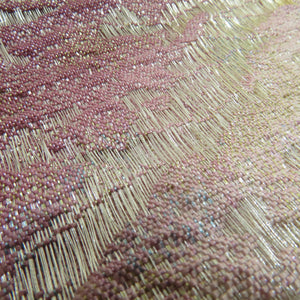 Back Obarizu Silk Silk Silk Striped Striped pattern Lasberry Pink x Thin Pink x Dark Gray x Gold Lame Thread All Passed Kimono Warrang 450cm