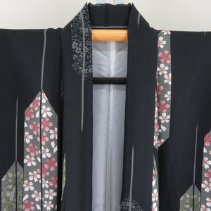 Komon Polyester Washable Lined Casual wide collar black x Pink color arrow cherry blossoms 168cm