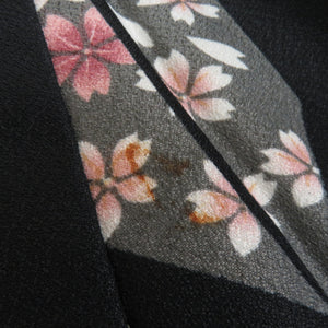 Komon Polyester Washable Lined Casual wide collar black x Pink color arrow cherry blossoms 168cm