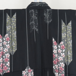 Komon Polyester Washable Lined Casual wide collar black x Pink color arrow cherry blossoms 168cm