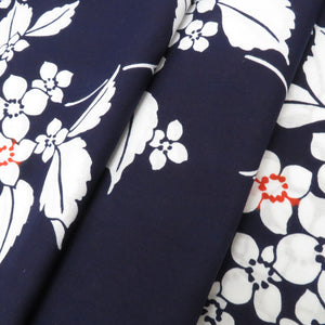 Ryeon Yukata Fabric Polested Blue Floral Pattern Indian Dye Dyeing 100 % Cotton No Suttered Ward Clothing Clothes Remake