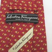 Load image into Gallery viewer, SALVATORE FERRAGAMO Salvatore Ferragamo Tie Ochigo Total Pattern Itoen Red Silk 100 % Box Not Sale Length 146cm Unused