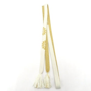 Obi tightening / Obi -fried set 3 -piece set for fan wearing white × 100 % gold silk white gold thread flower white formal pure kimono accessory 〆 〆 帯 帯 帯 帯