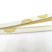 Load image into Gallery viewer, Obi tightening / Obi -fried set 3 -piece set for fan wearing white × 100 % gold silk white gold thread flower white formal pure kimono accessory 〆 〆 帯 帯 帯 帯