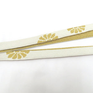 Obi tightening / Obi -fried set 3 -piece set for fan wearing white × 100 % gold silk white gold thread flower white formal pure kimono accessory 〆 〆 帯 帯 帯 帯