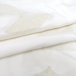 Obi tightening / Obi -fried set 3 -piece set for fan wearing white × 100 % gold silk, white gold thread fan pattern white formal pure silk kimono 〆 〆 帯 帯 帯 帯 帯