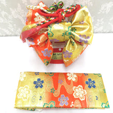 Load image into Gallery viewer, Children&#39;s kimono children belt for girls 3 years old for girls Orange flowing flower making obi Obi Obi Obi Obi Shichigosan Celebration