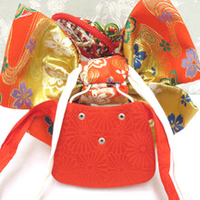 Load image into Gallery viewer, Children&#39;s kimono children belt for girls 3 years old for girls Orange flowing flower making obi Obi Obi Obi Obi Shichigosan Celebration