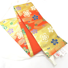 Load image into Gallery viewer, Children&#39;s kimono children belt for girls 3 years old for girls Orange flowing flower making obi Obi Obi Obi Obi Shichigosan Celebration