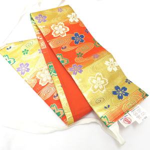 Children's kimono children belt for girls 3 years old for girls Orange flowing flower making obi Obi Obi Obi Obi Shichigosan Celebration