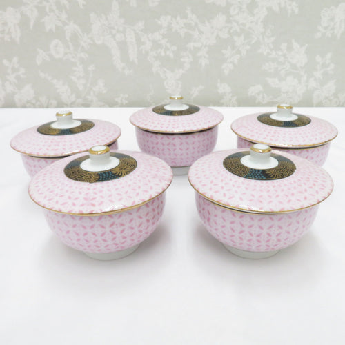 Kutani ware dishes Tamamizu Lid with Tamazu Lid 5 Customer Group Pink Goldai