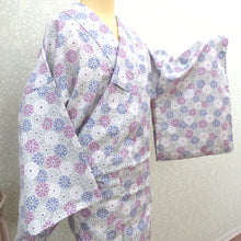 Load image into Gallery viewer, Komon Washing Polyester Kimono gray Purple Flower Wide Collar Care Easy Poly Komon Usually Casual Wearing Practice Rainy