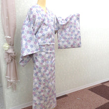 Load image into Gallery viewer, Komon Washing Polyester Kimono gray Purple Flower Wide Collar Care Easy Poly Komon Usually Casual Wearing Practice Rainy