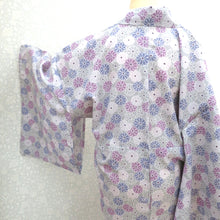 Load image into Gallery viewer, Komon Washing Polyester Kimono gray Purple Flower Wide Collar Care Easy Poly Komon Usually Casual Wearing Practice Rainy