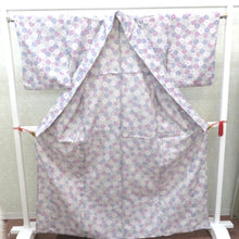 Load image into Gallery viewer, Komon Washing Polyester Kimono gray Purple Flower Wide Collar Care Easy Poly Komon Usually Casual Wearing Practice Rainy