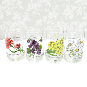 グラス 食器 BROCKWAY Flower of the month glass 12客セット コップ タンブラー 箱有 花柄 U.S.A.製 ヴィンテージ ビンテージ レトロ