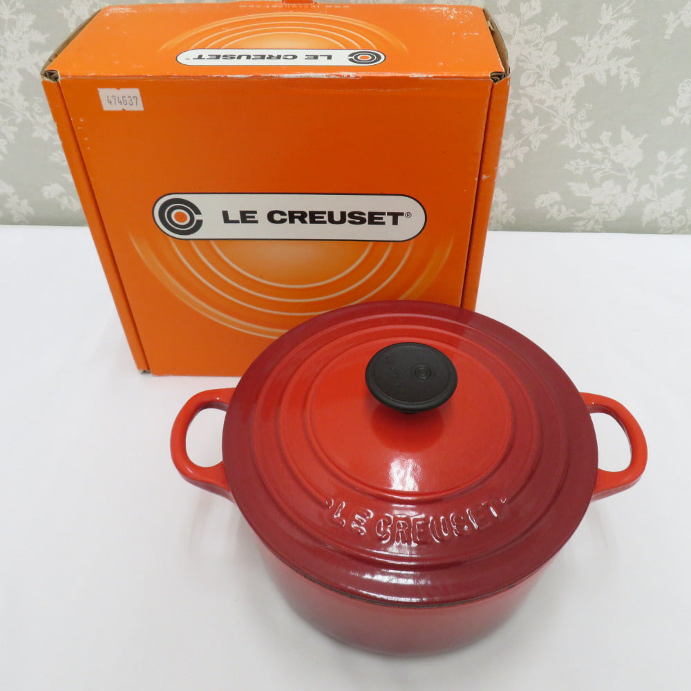 Le Creuset ル・クルーゼ 調理器具 COCOTTE RONDE ココット ロンド ホーロー鍋 両手鍋 チェリーレッド 18cm ほうろう IH対応