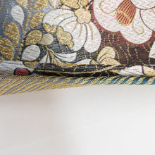 Load image into Gallery viewer, Vehicle band kimono kimono gold silver thread lame yarn blue x vermilion x gold reversible six -handed pattern pure silk tailoring kimono length 440cm