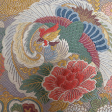 画像をギャラリービューアに読み込む, 袋帯 華文に尾長鳥紋様 薄紫ｘ金色ｘ多色 金糸 六通柄 正絹 仕立て上がり 着物帯 長さ448cm