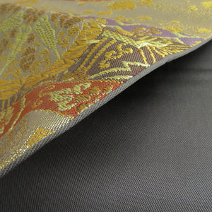 袋帯 華文紋様 金ｘ多色 金糸 六通柄 正絹 仕立て上がり 着物帯 長さ448cm