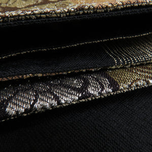 Back Obi Nishijin Ori unused item Maruman Wargin Gold Gold Gold Silver Thin Golden Silver Silver Gold x Brown X Corporation All Pattern Rever Silk Silk Kimono Length 448cm Unused