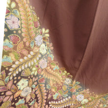 Load image into Gallery viewer, Visit arrival Tsuji is a flower pattern brown writer substance Introduction Pure silk lined Lined Lined Wide collar crest