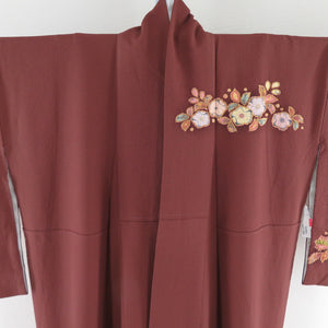 Visit arrival Tsuji is a flower pattern brown writer, silk silk pure silk lined widespread crest without crest