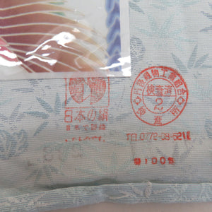 小紋 BANKANわものや ストレッチ素材 絹 トールサイズ 薄水色 竹桐に鳳凰模様 広衿 胴抜き 仕立て上がり カジュアル着物 身丈168cm