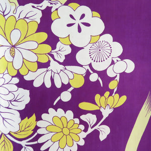小紋 アンティーク 花丸文 染め文様 袷 バチ衿 正絹 紫色 仕立て上がり着物 レトロ 大正ロマン 身丈145cm