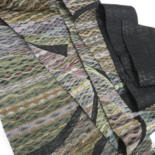 Load image into Gallery viewer, Nagoya Obi Obi Obi Pattern Scooping Black × Color Pure Silk 9 inches, Six Obi Six -handed pattern Casual tailoring Kimono length 380cm