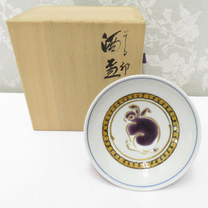 Kutani ware -yaki antique / folk crafts Taisei Yamagishi Zodiac sodho cup rabbit rabbit boxed sake dish