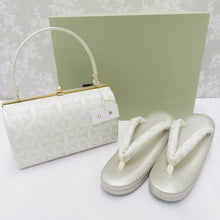 Load image into Gallery viewer, Sandals / Bag Set for Shiraume Made M size Formal Mint Green Seven Treasure Champagne Gold 24.0cm Made in Japan