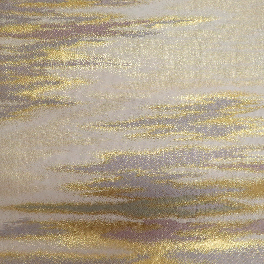 袋帯 高級 変わり織 すくい織 金糸 金ベージュ 流水 絹 新古品 kp1722 袋帯 高級 変わり織 すくい織 金糸 金ベージュ 流水 絹 新古品