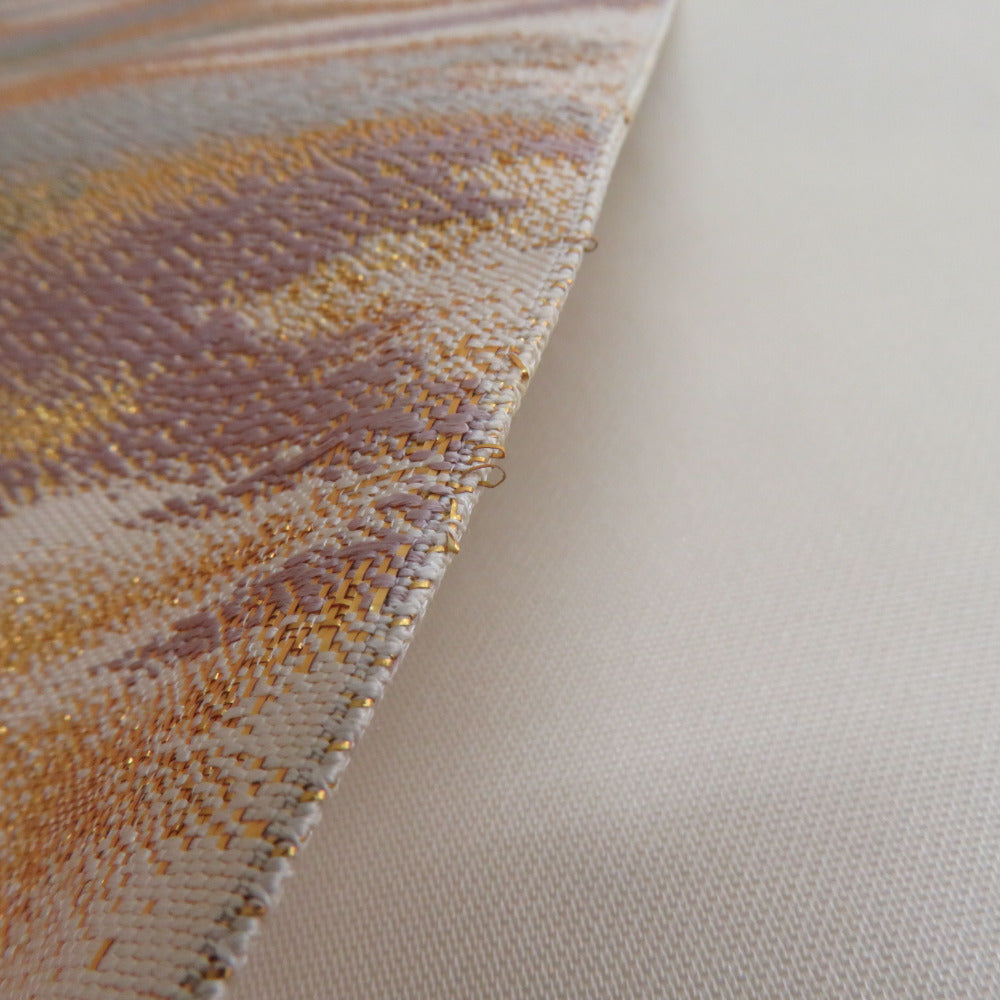 袋帯　金ベージュ　花と松柄　くすみカラー　正絹 assort-obi0002_8.jpg