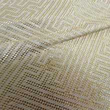 Load image into Gallery viewer, Back Obi Silk Silk Saga Kinjin Silver Beige X Gold X Green Arabe Pattern Six Pattern Pure Pure Silk Rated Kimono Valley Length 432cm