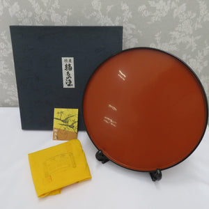 Antique / folk crafts Wajima Bon Bon Bon Bon Lac Lacquer Works Azumi Box Awareness Box with a yellow cloth