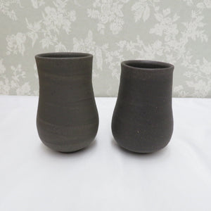 Antique / folk crafts Mayumi Kawasaka smoked grilled cups 2 customer pair Pair Box Ceramic Ceramic